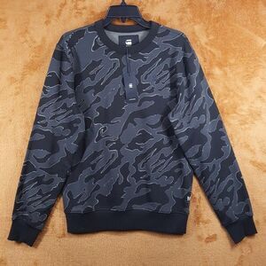 G-STAR RAW Sweatshirt Mens Small Black Gray Camo Pullover Fitted Logo $140